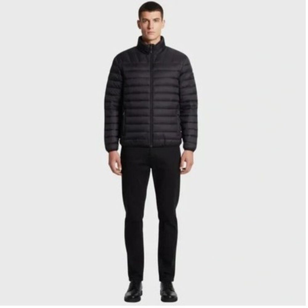 Hawke & Co Quilted Packable Full-Zip Down Puffer Jacket Mens S Black Performance